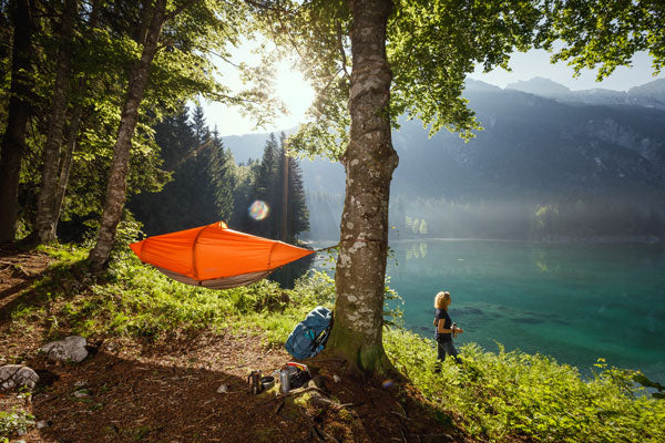 flying tent sunset