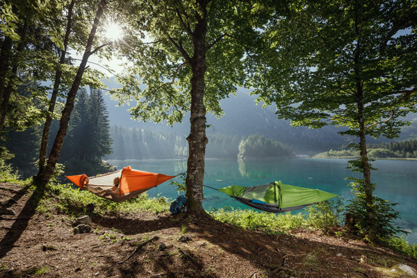 flying tent sunset