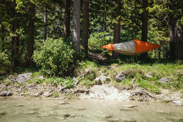 flying tent sunset